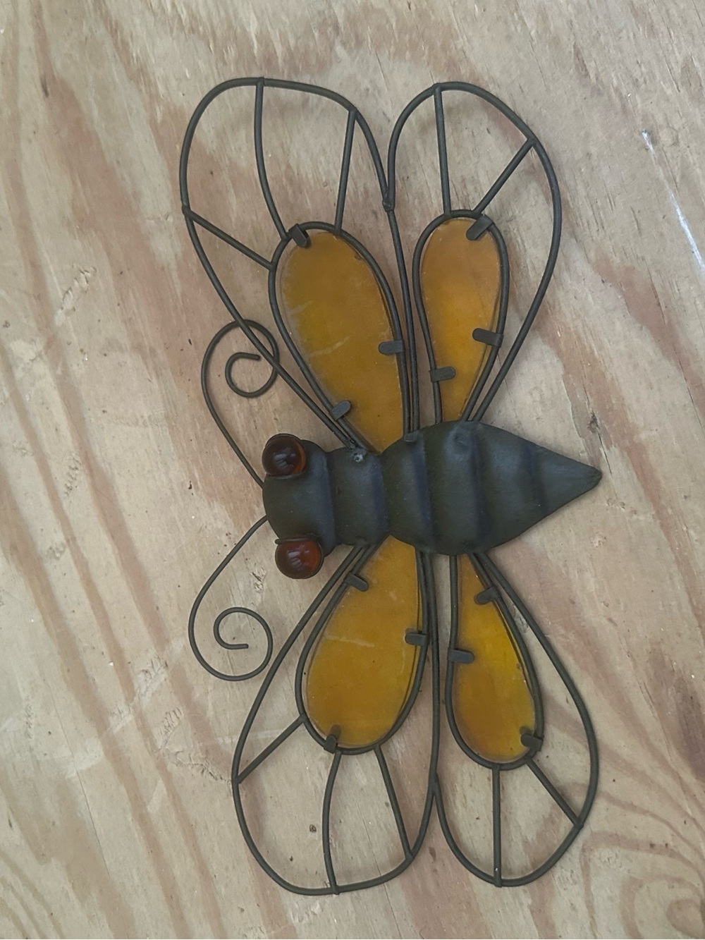 Yellow Glass Wing Bee Wall Decor by